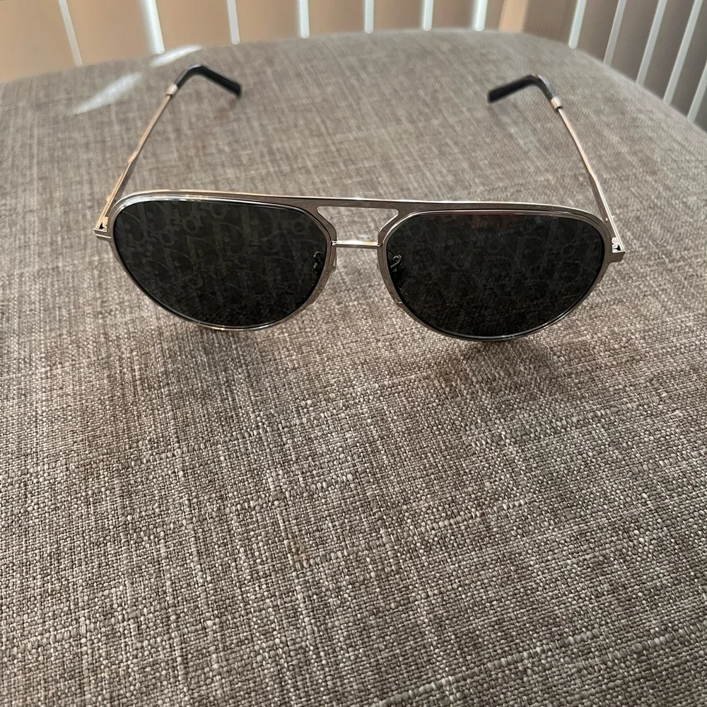 Dior Silver and Black Aviator Glasses - Picture 1 of 3